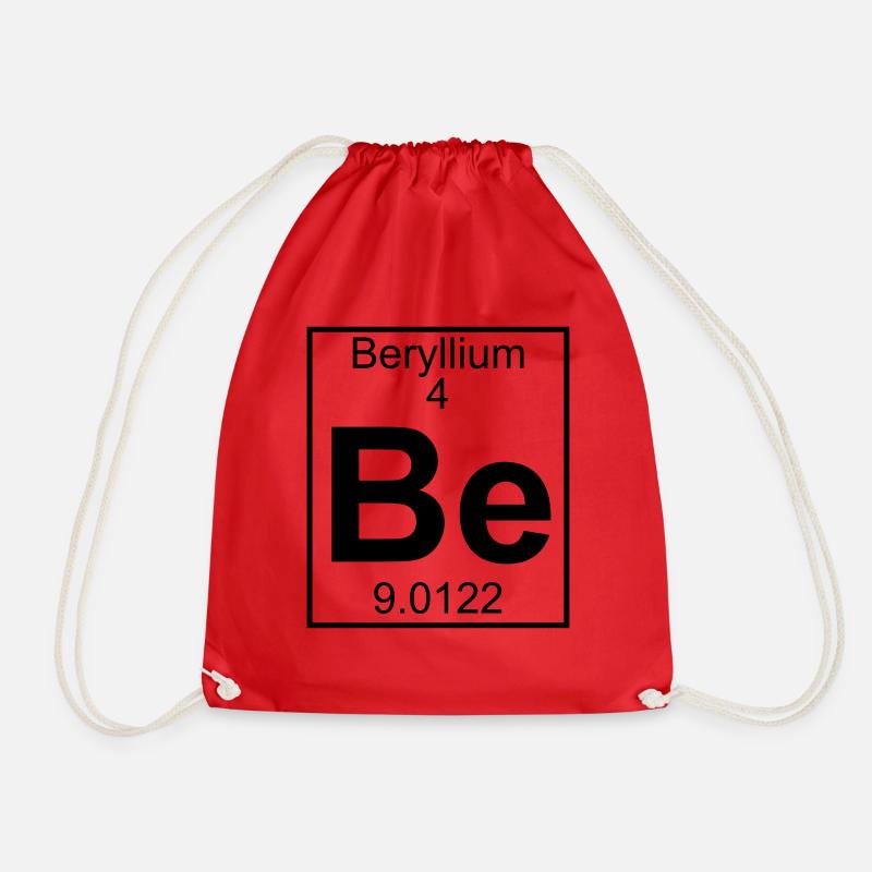 Beryllium (Be) (element 4) - Drawstring Bag - red