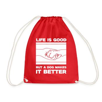 Dog Life is Good Paw - Drawstring Bag - red - Front