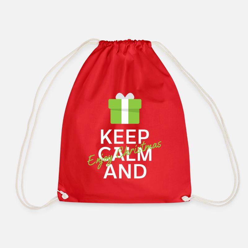 Keep Calm and Enjoy Christmas - Drawstring Bag - red