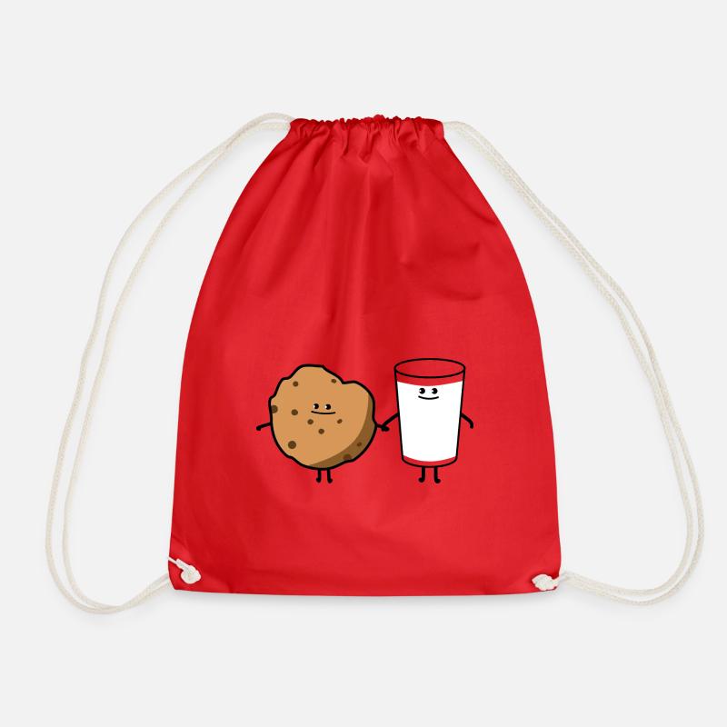 Cookie and milk - Drawstring Bag - red