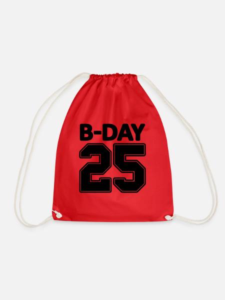 Rückennummer 25 / 25. Geburtstag Bday Trikot Zahl - Turnbeutel - Rot
