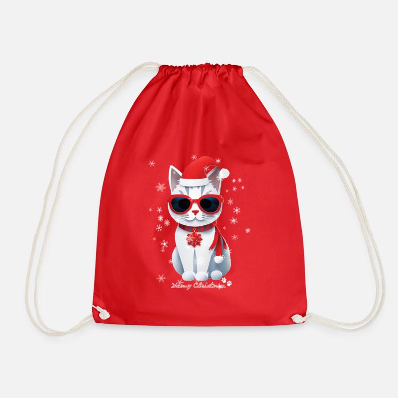 Meowy Weihnachtskleidung und Geschenke von der Meowy C - Turnbeutel - Rot