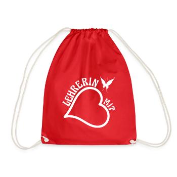 Lehrerin mit Herz - Beste Lehrerin Geschenk - Turnbeutel - Rot - Vorne