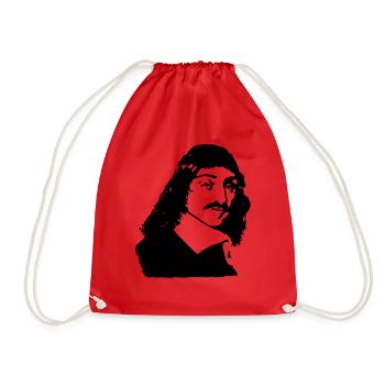 French philosopher Descartes bust drawing - Drawstring Bag - red - Front