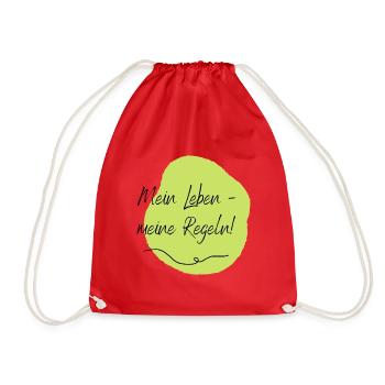 Mein Leben - meine Regeln! - Turnbeutel - Rot - Vorne
