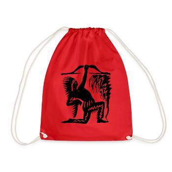 indian indian american tent tent teepee tomahawk - Drawstring Bag - red - Front