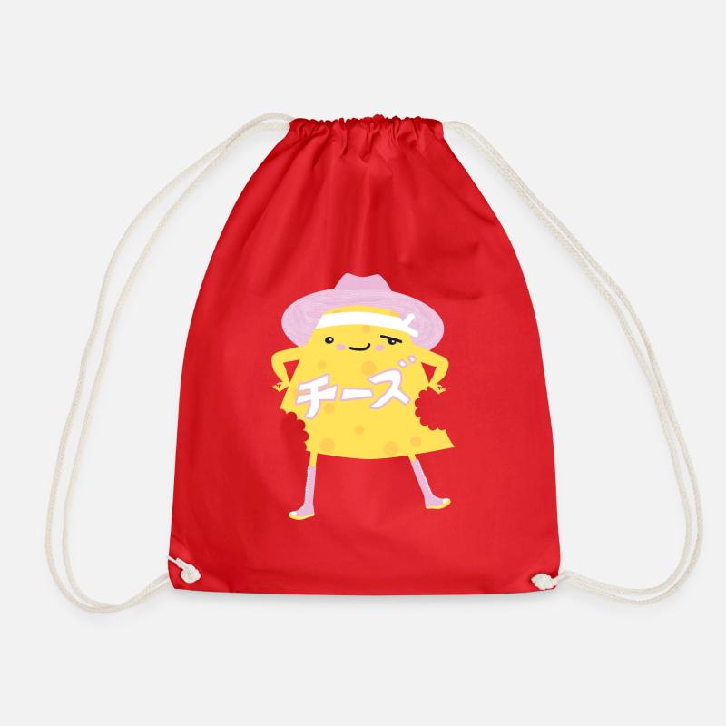 Bitten cheese. - Drawstring Bag - red