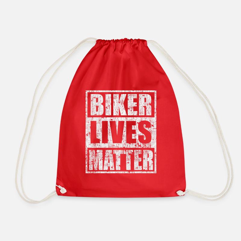 vintage Biker Lives Matter Motorcycle Biker - Drawstring Bag - red