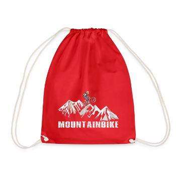 Mountain bike on mountain tour Cool Enduro Alpine tour - Drawstring Bag - red - Front