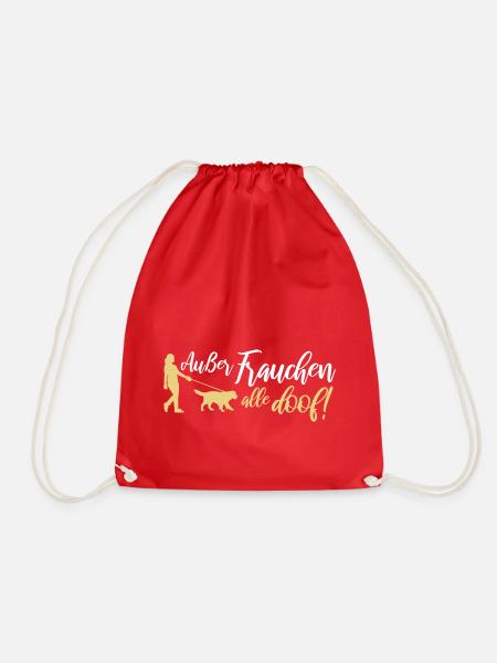 Außer Frauchen alle doof! - Hunde Design Geschenk - Turnbeutel - Rot