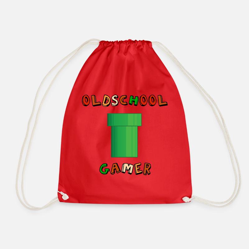Oldschool Gamer - Retro Gaming Design - Drawstring Bag - red