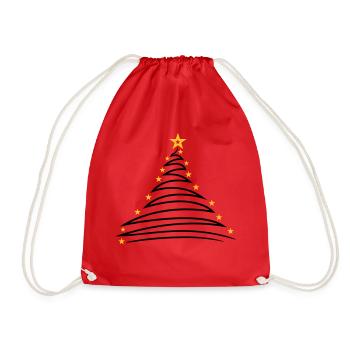 fir tree christmas tree fir star merry chris - Drawstring Bag - red - Front