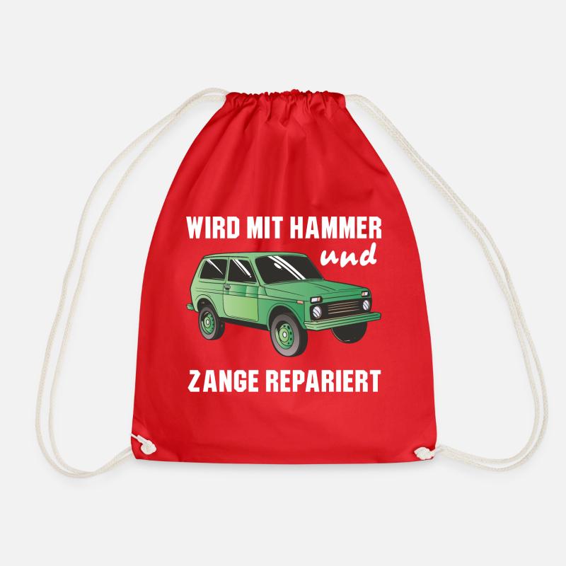 Wird mit hammer und zange repariert Lada Niva - Turnbeutel - Rot
