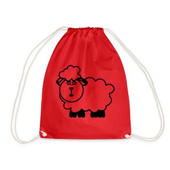 Lustiges Schaf Cartoon Geschenkidee Vektor - Turnbeutel - Rot - Vorne