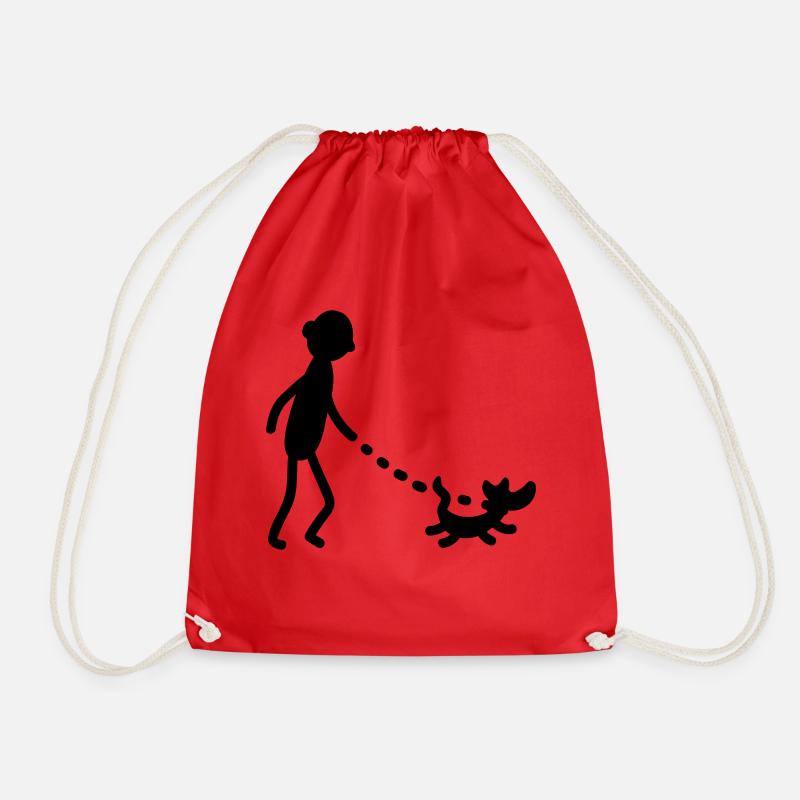 Dog Walking Dog - Drawstring Bag - red