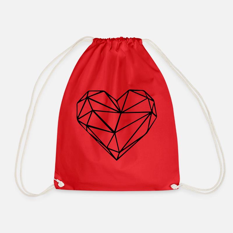 heart - Drawstring Bag - red