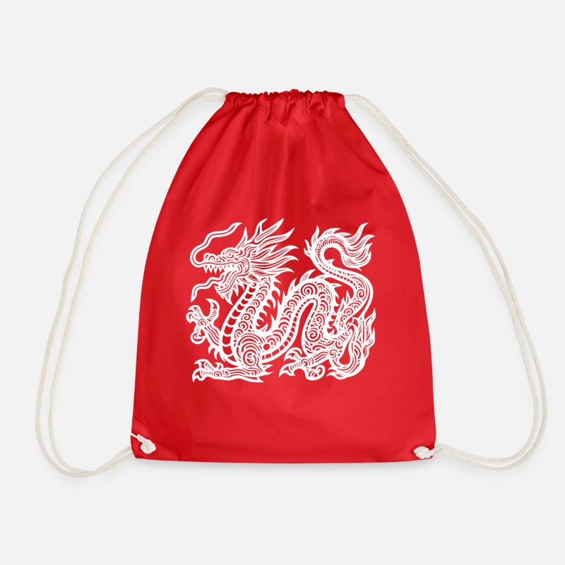 Dragon chinois blanc - Sac de sport léger - rouge
