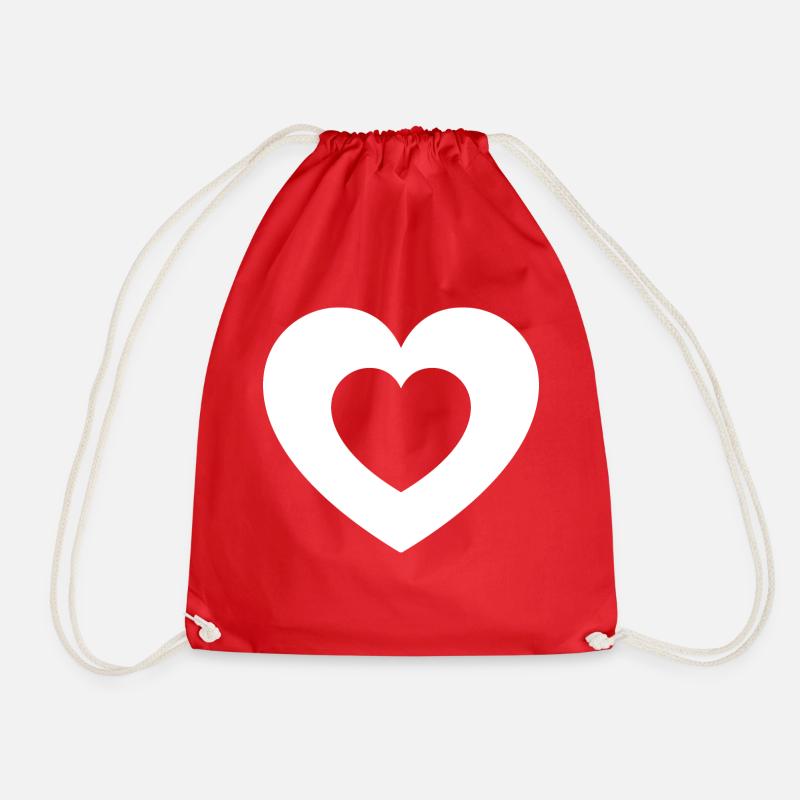2 hearts - Drawstring Bag - red