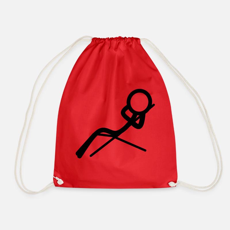 Stickman relaxes on the beach - Drawstring Bag - red
