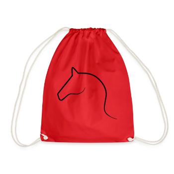 Line Art Horse - Drawstring Bag - red - Front