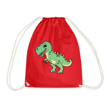 Dinosaurier | T-rex | Tyrannosaurus | süß | Kind - Turnbeutel - Rot - Vorne