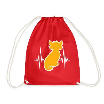 Chat Pouls Cœur Sommeil Fréquence Contour Contour Ligne - Sac de sport léger - rouge - Devant