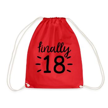 endlich 18! finally 18. Geburtsag - Turnbeutel - Rot - Vorne