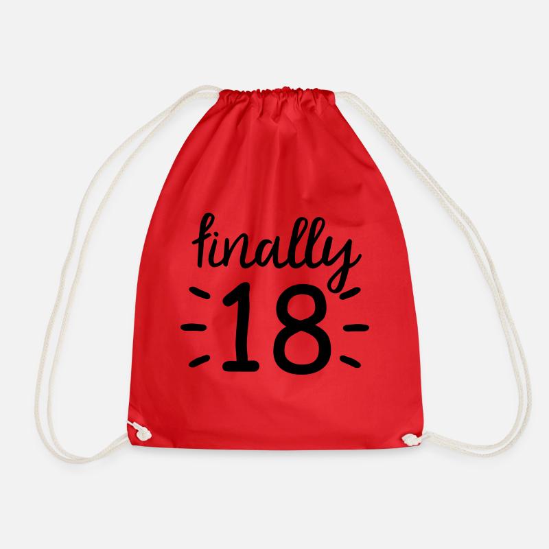endlich 18! finally 18. Geburtsag - Turnbeutel - Rot