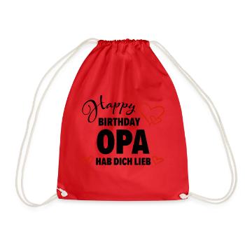 Happy Birthday Opa Hab dich lieb Baby Geschenk - Turnbeutel - Rot - Vorne