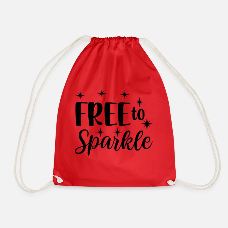 10 free to sparkle - Drawstring Bag - red