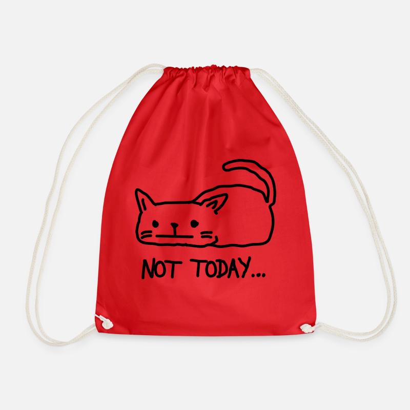 Not Today Cat Katze Humor - Drawstring Bag - red