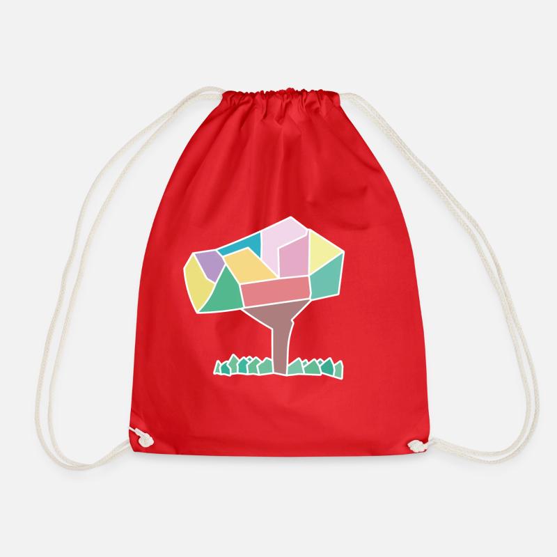 African Tree meet Soviet Mosaic - Drawstring Bag - red