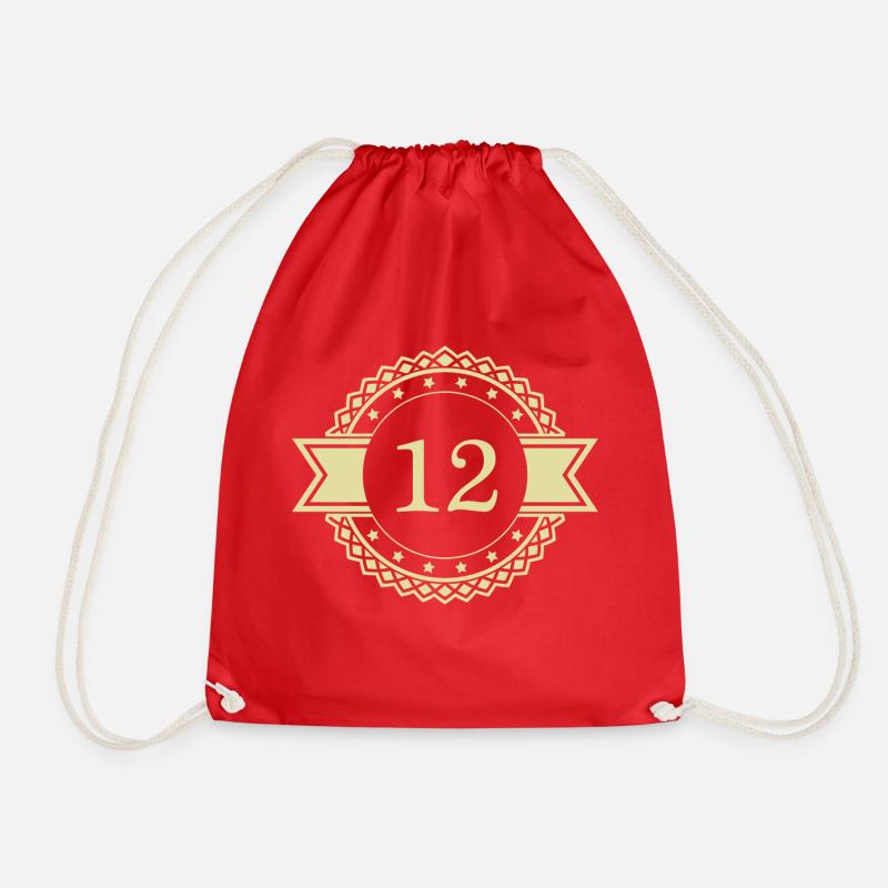 12 Emblème numérique - Sac de sport léger - rouge
