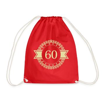 60 number emblem - Drawstring Bag - red - Front
