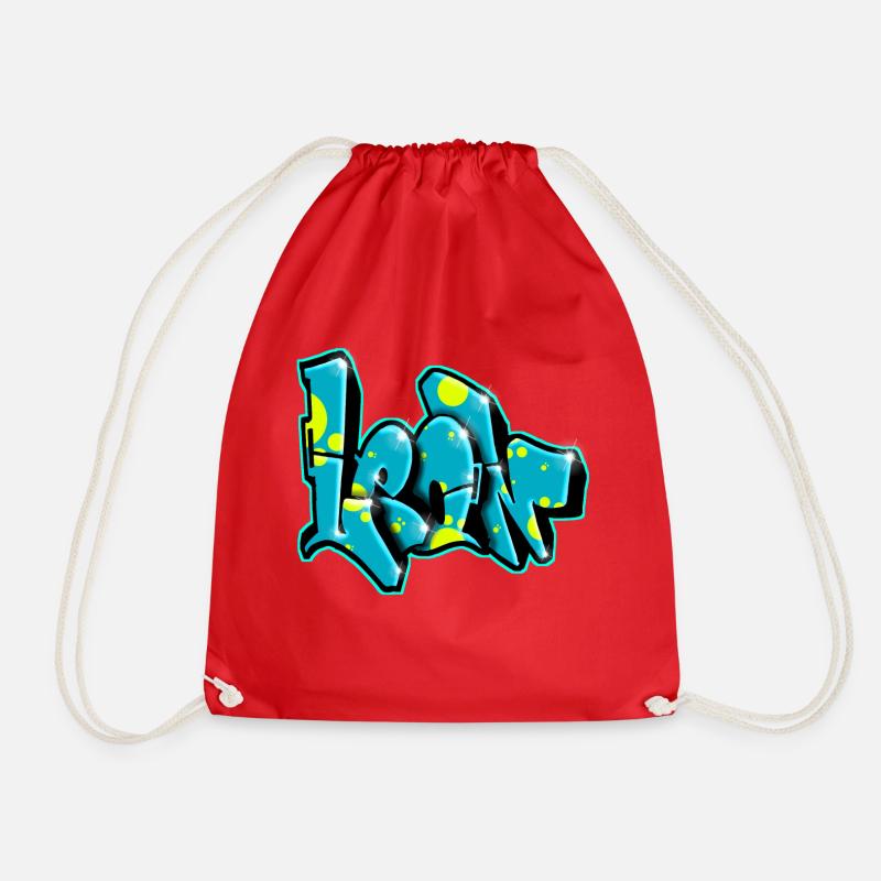 LEON GRAFFITI NAME Druck - Turnbeutel - Rot
