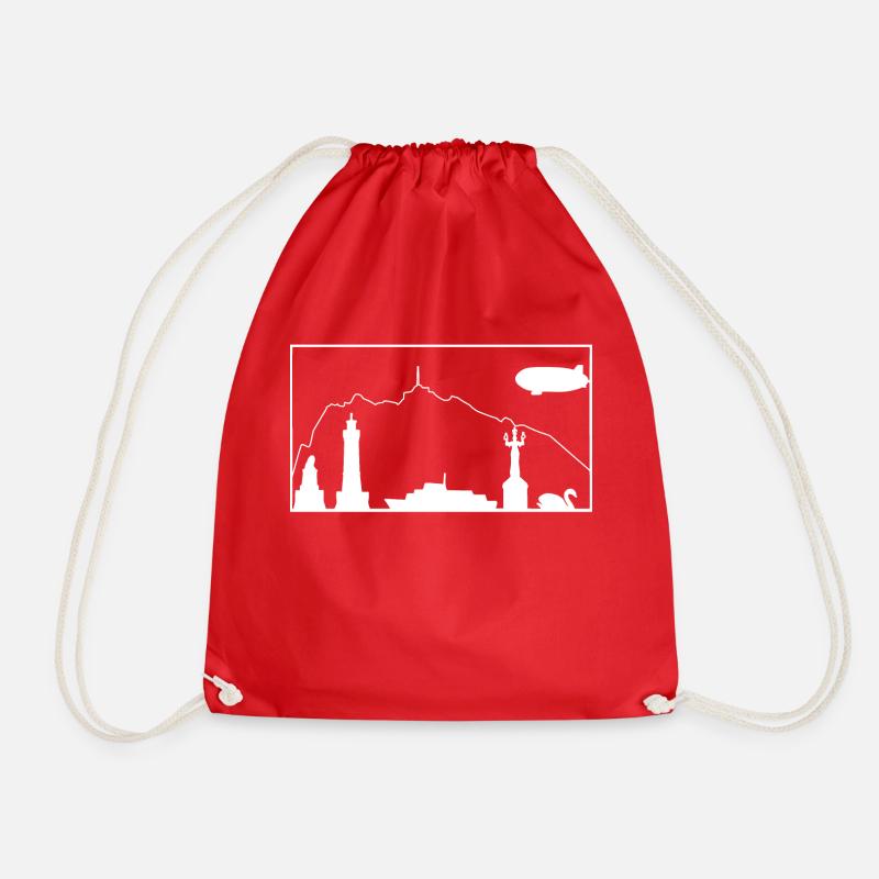 Bodensee & Pfänder | Silhouette filled | Weiß - Turnbeutel - Rot