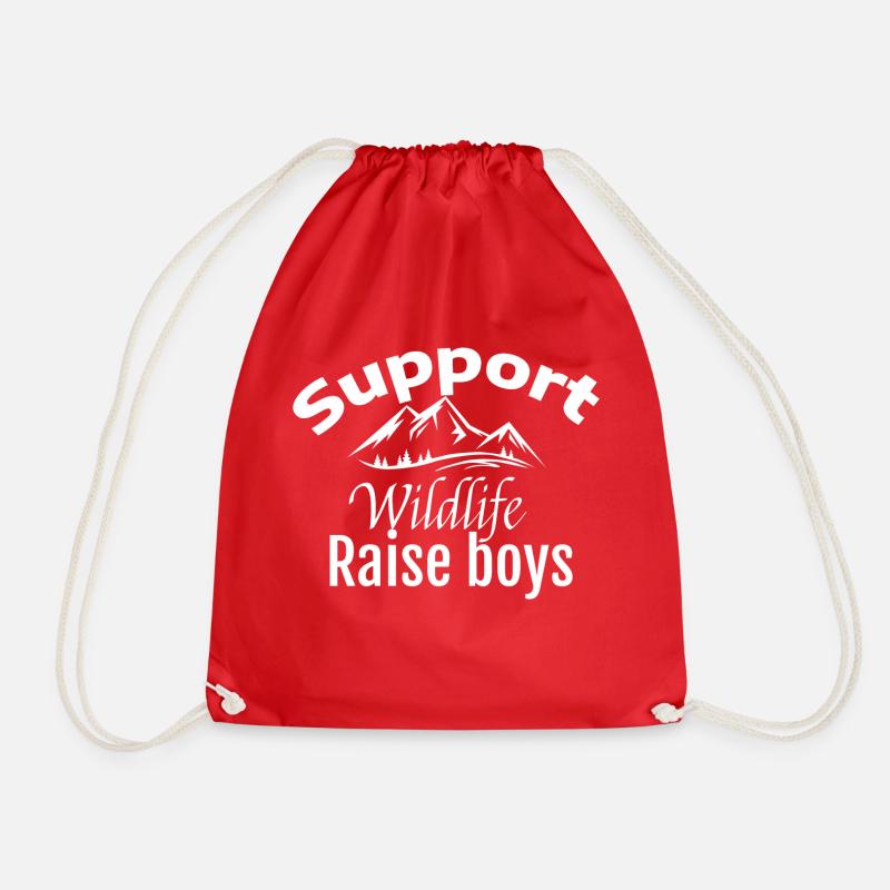 Support wildlife raise boys - Drawstring Bag - red