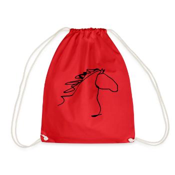 Horse head oneline - Drawstring Bag - red - Front