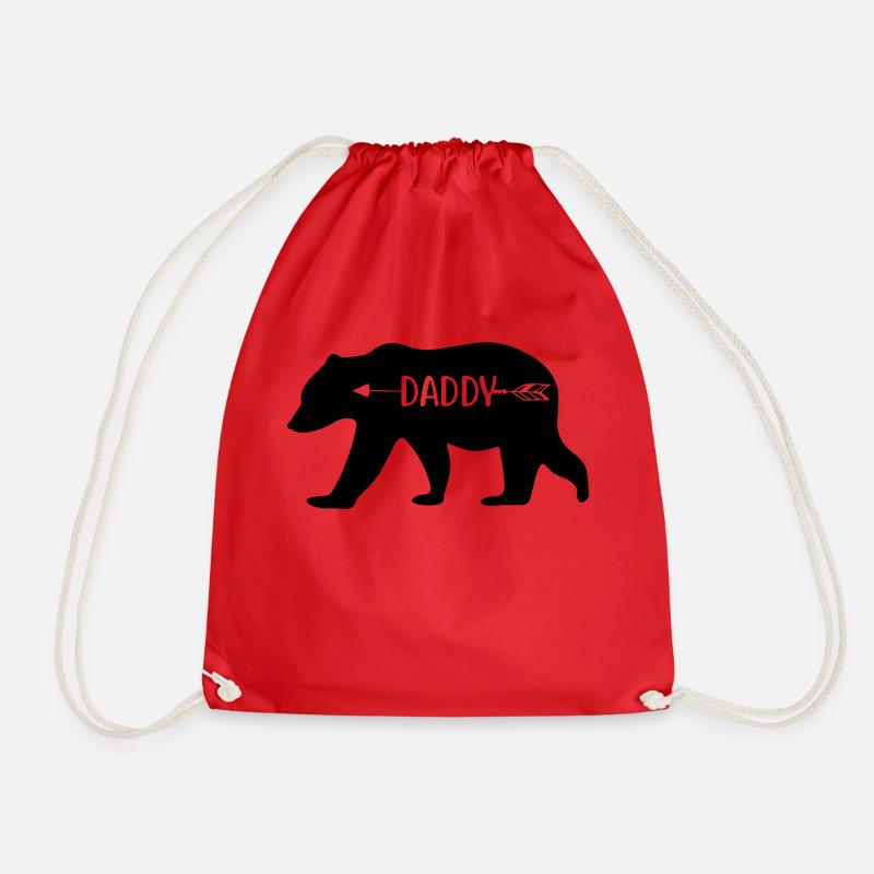 daddy bear - Drawstring Bag - red