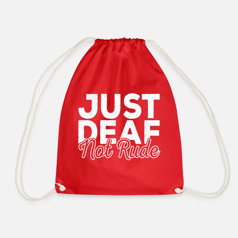 Just Deaf Not Rude - Drawstring Bag - red