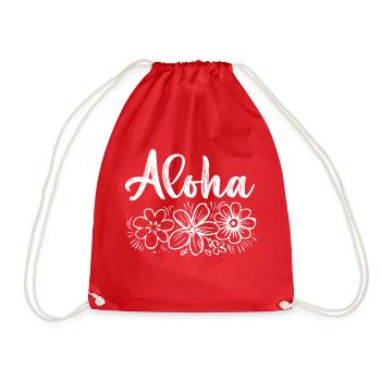 aloha, greeting - Drawstring Bag - red - Front
