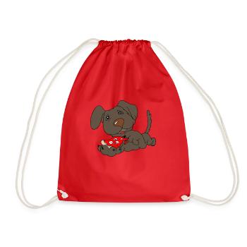 Dog pizza - Drawstring Bag - red - Front