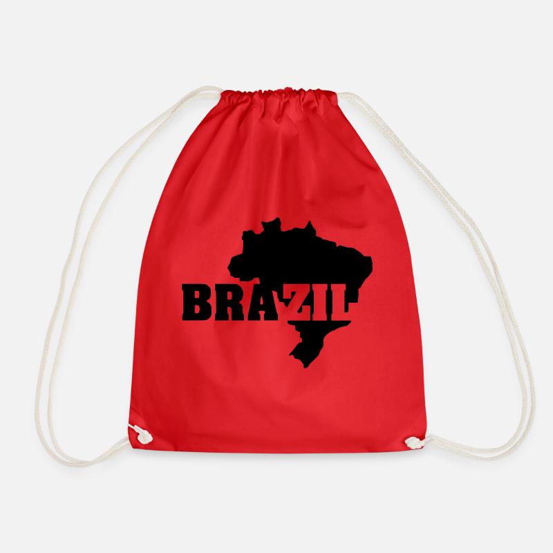 Brazil (ID: 002004) - Drawstring Bag - red