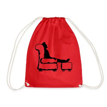 rest sleep living room furniture tv watch guc - Drawstring Bag - red - Front