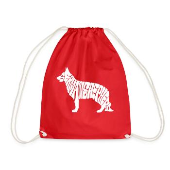 02 german shepherds - Drawstring Bag - red - Front