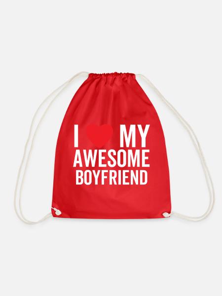 I Love My Awesome Boyfriend - Drawstring Bag - red