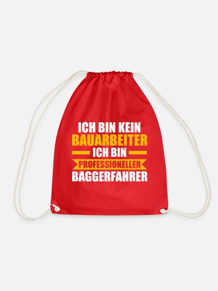 Baggerfahrer Job Baumaschine Geschenk - Turnbeutel - Rot