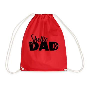 Sheltie dad Shetland Sheepdog Dog Daddy saying - Drawstring Bag - red - Front