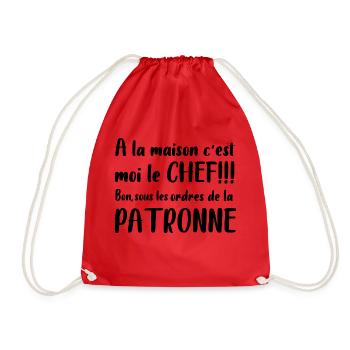 t-shirt A la maison c'est moi le chef,humour - Sac de sport léger - rouge - Devant