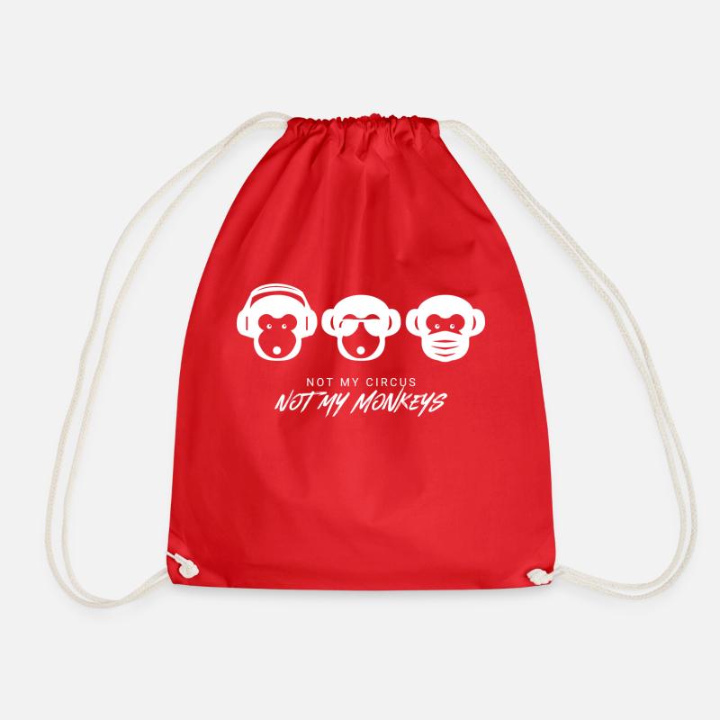 Muniax Monkeys Mask White - Drawstring Bag - red